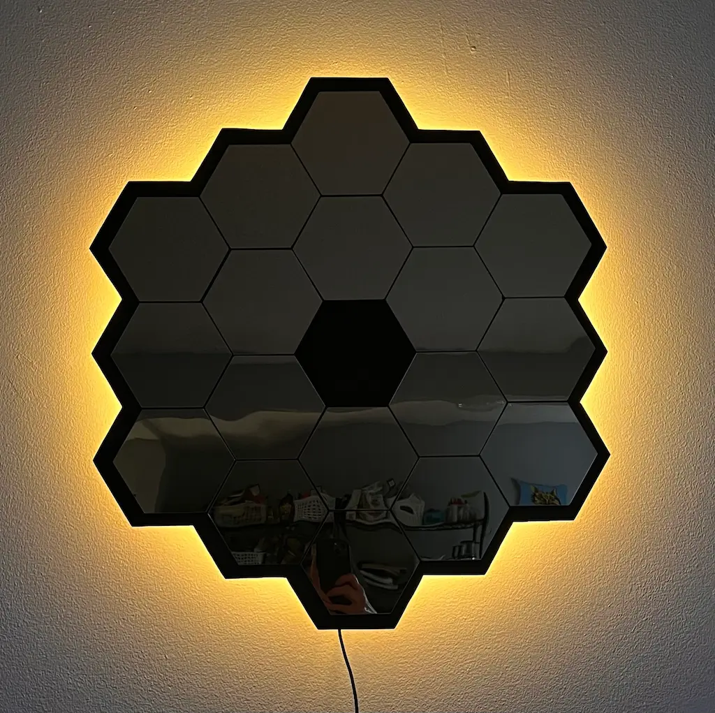 James Web Space Telescope mirror hexagon LED art